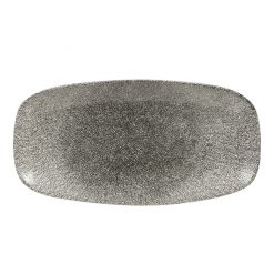 Raku Quartz Black Oblong Plate 11 Inch